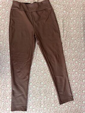 MIA Womens Faux Leather Leggings in Brown